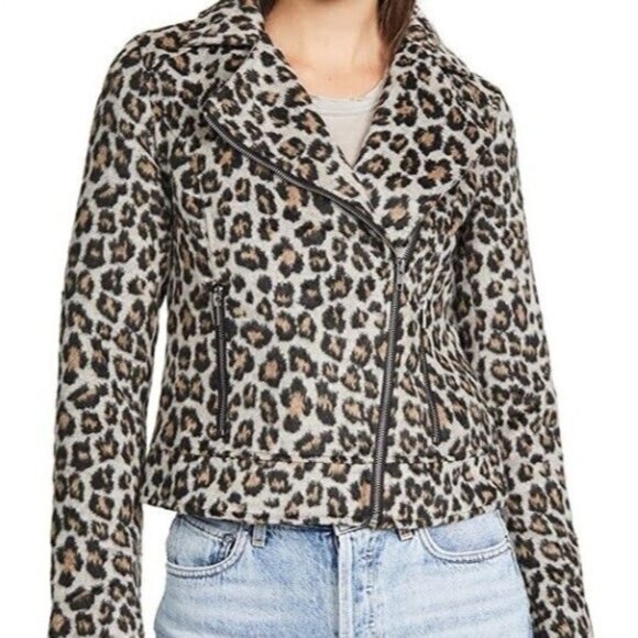 Cupcakes & Cashmere Size S Heather Gray Black Margaux Leopard Print Jacket - Picture 1 of 11